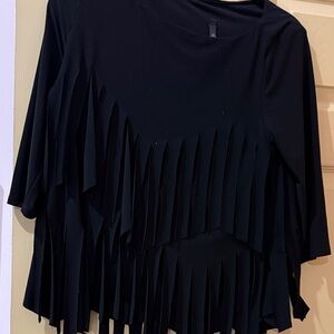 Elegant Black Fringe Women's Top